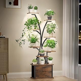 Plant Stand with Grow Light - 9 Tiered Plant Stand Indoor with Storage D...