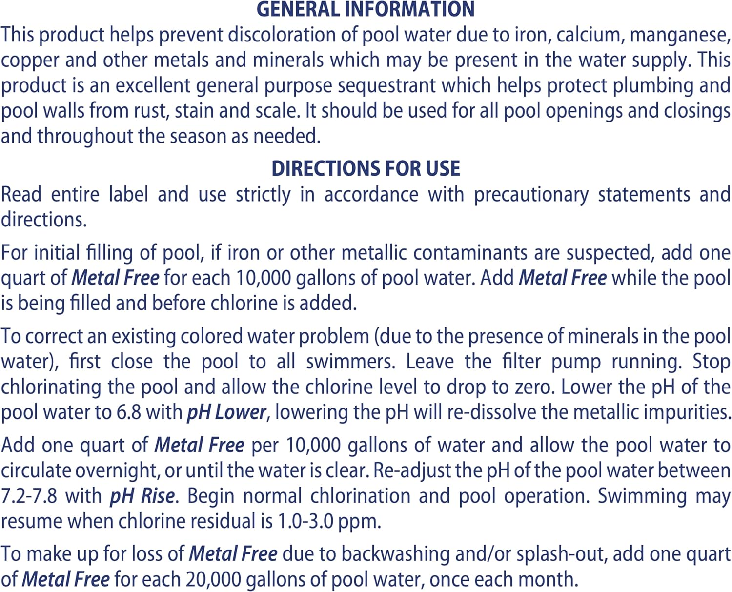 SpaChoice 1-Quart 4-Pack Premium Metal Free Pool Water Metal Remover, Pool Stain Remover, Made in USA