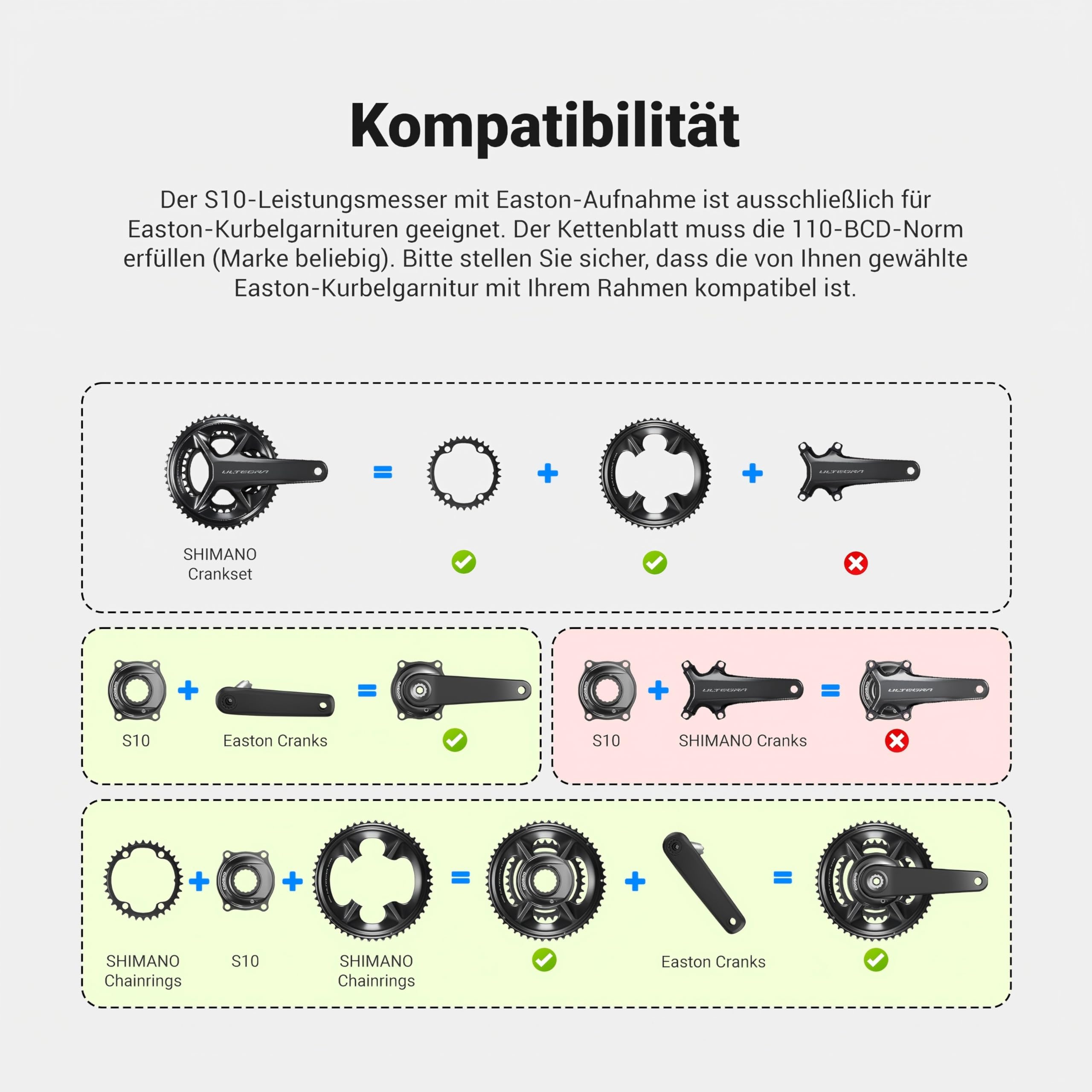 CooSpo S10 Leistungsmesser Spider für Easton 110 BCD 4-Arm Kurbel – Beidseitig präziser Leistungsmesser, Bluetooth/ANT+ Kompatibel, Power Meter Cycling für Rennrad & Mountainbike