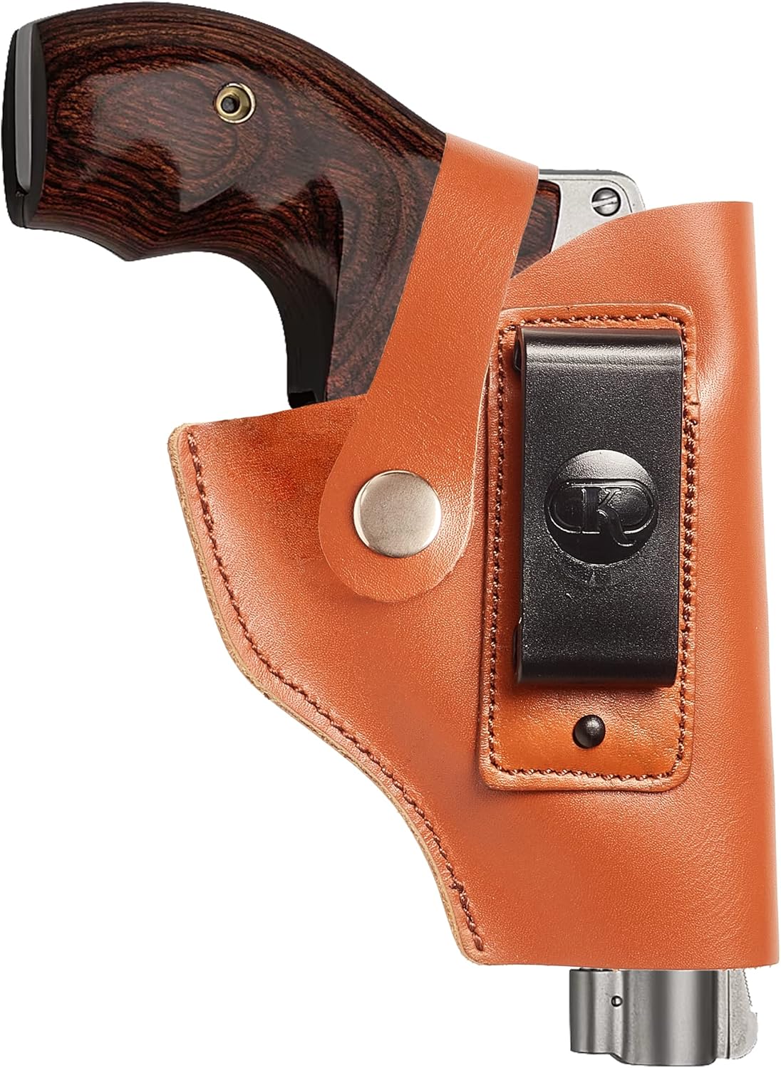 Smith&Wesson J Frame Holster, IWB Leather Holster for S&W Models 442, 642, Airweight 637, 638, 640 .38 Special, Concealed Carry Genuine Leather Holster with Belt Clip, Handmade (KM146)