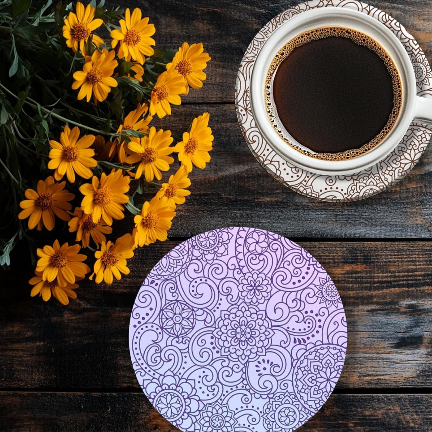 CHGCRAFT Polymer Clay Texture Sheets Mandala Scroll Pattern 5.5x5.5In