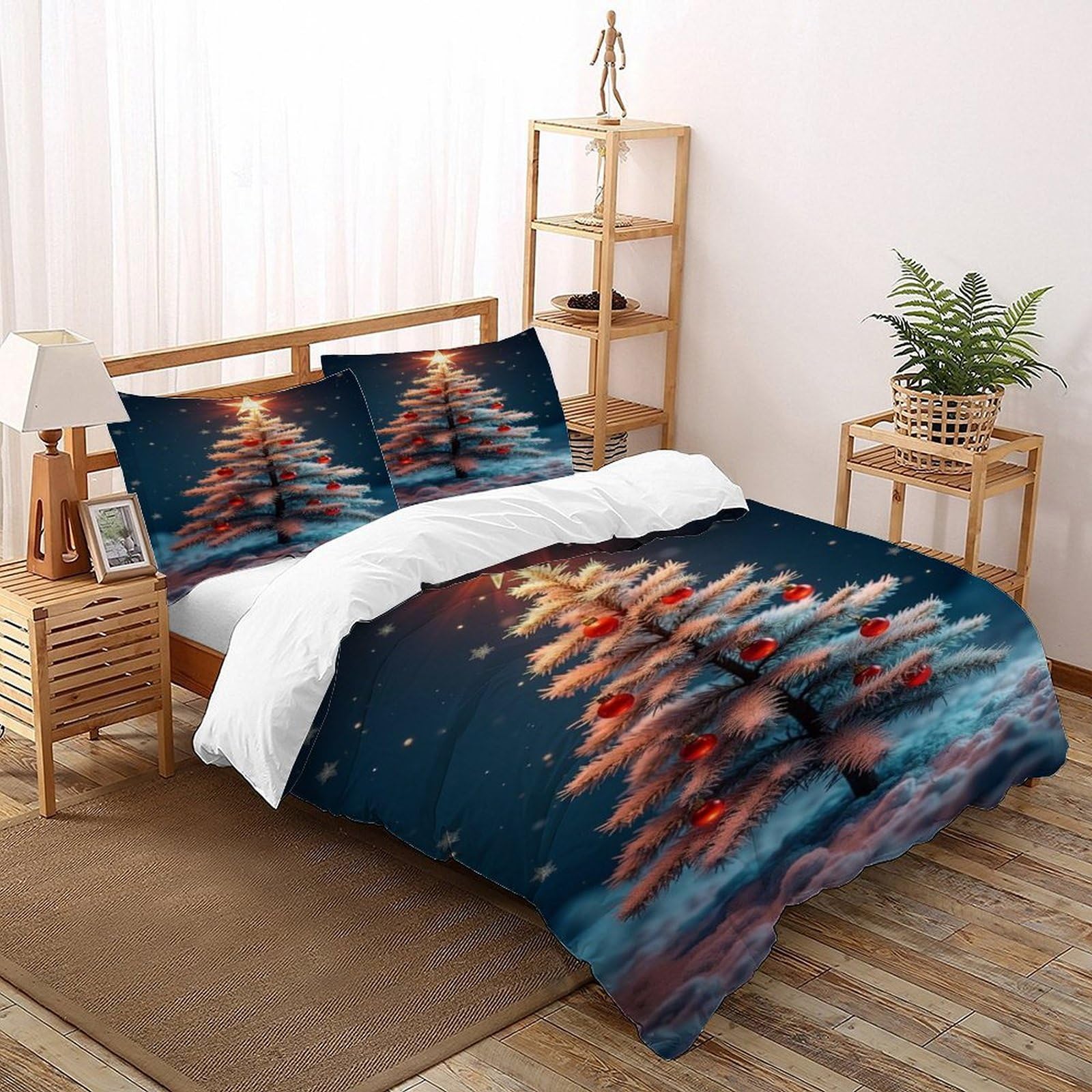 Housse de couette Noël avec fermeture éclair pour enfiler votre couette sans effort