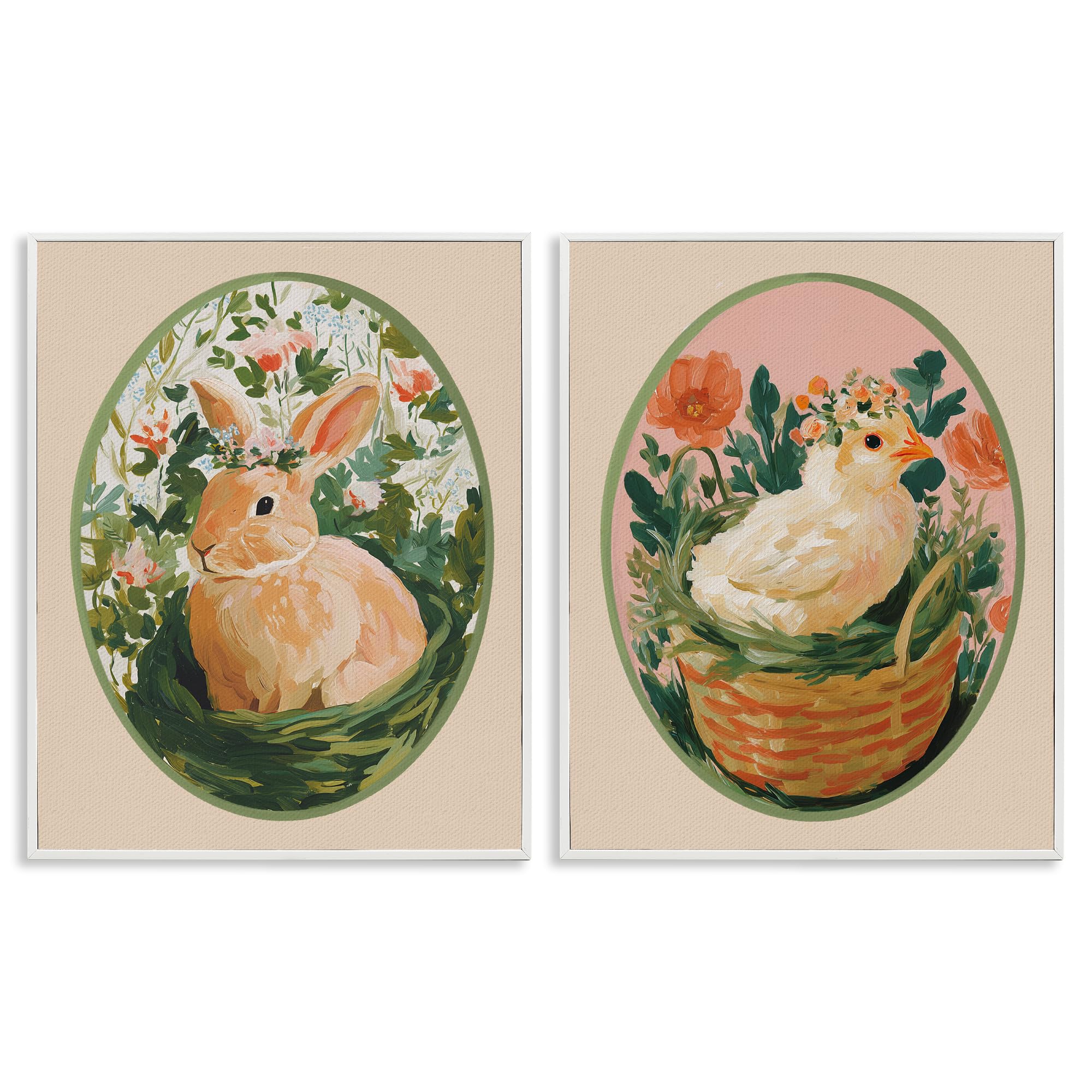 Stupell Industries Coastal White (Textured) 'Bloom Nest Animals'| 2Pc Framed Giclee Art Set 2