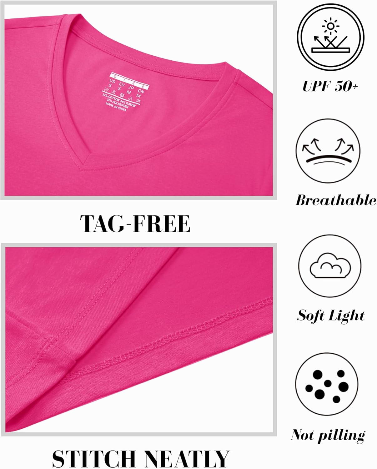 YUCOLEN T Shirts for Women Cotton Short Sleeve V Neck Basic Tees Soft Breathable UPF 50+ Tops for Summer Spring - Image 8