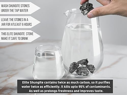 Miniatura 7 de Elite - Chips de piedras de shungita para tabletas de purificación de agua, auténticas piedras de shungita de Karelia para botella de agua de