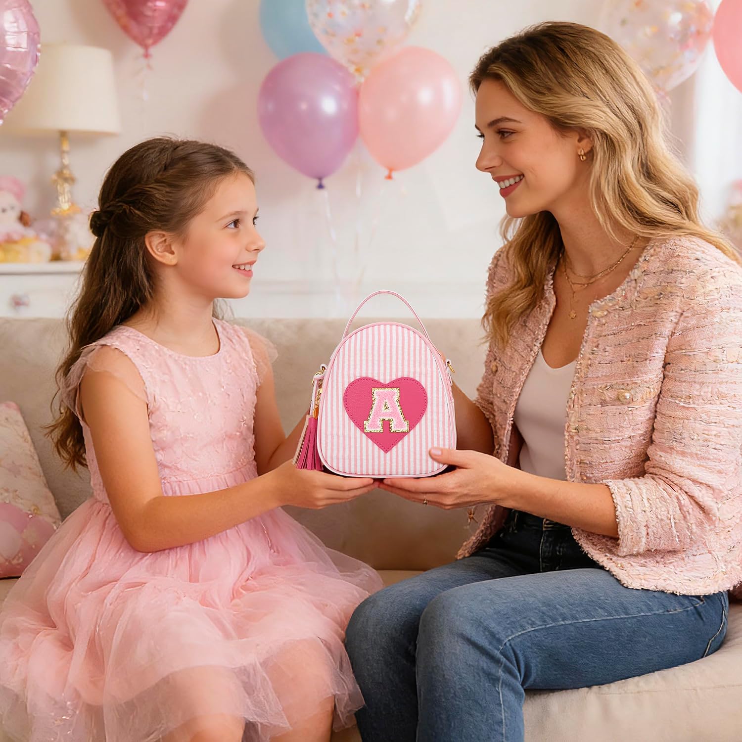 Birthday Gifts for Girls Personalized Kids Purse Initial Toddler Crossbody Bag Little Girl Backpack(Pink-A)