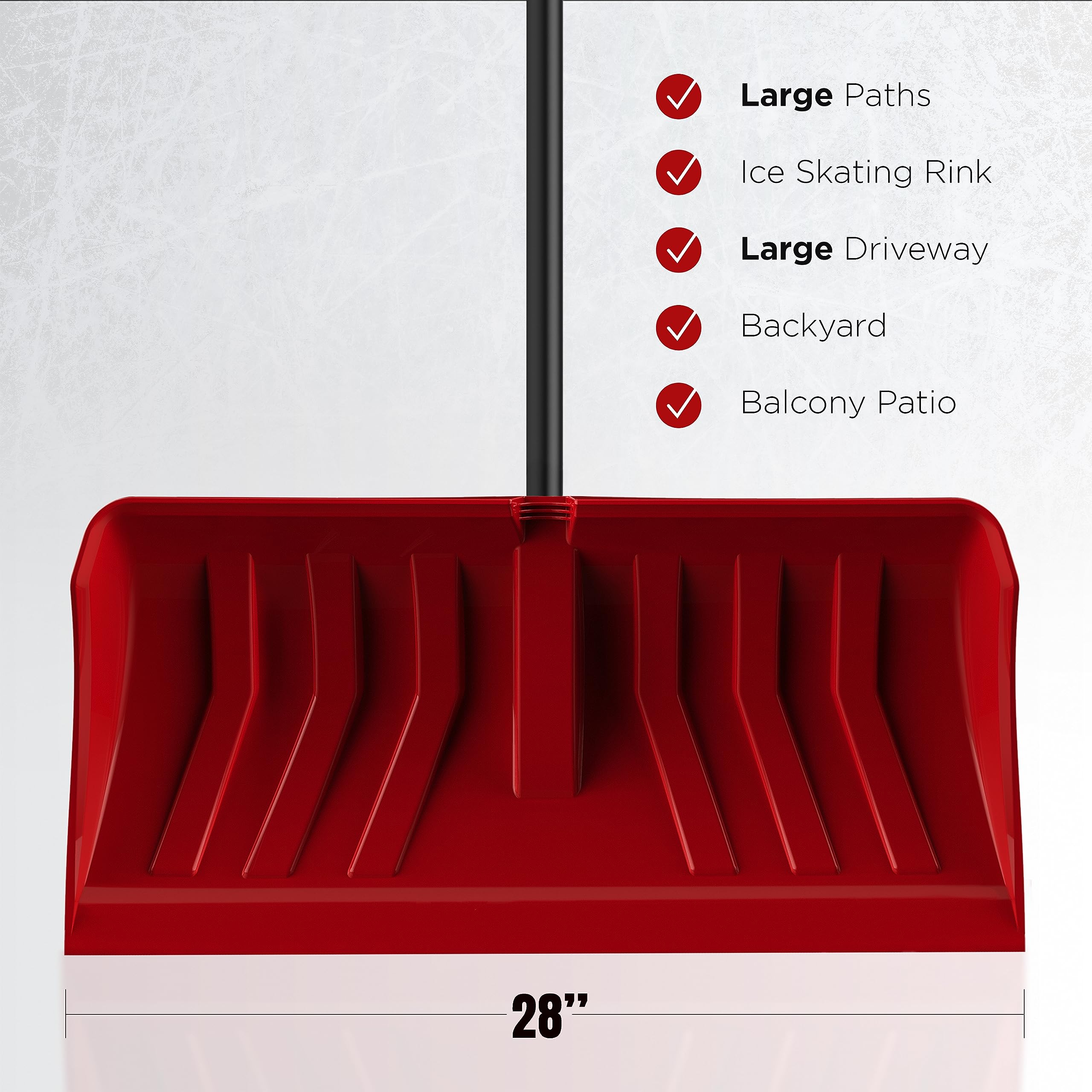 Pink Snow Tools Polyethylene Snow Tool ERA Premium 28-Inch Snow Pusher With ...