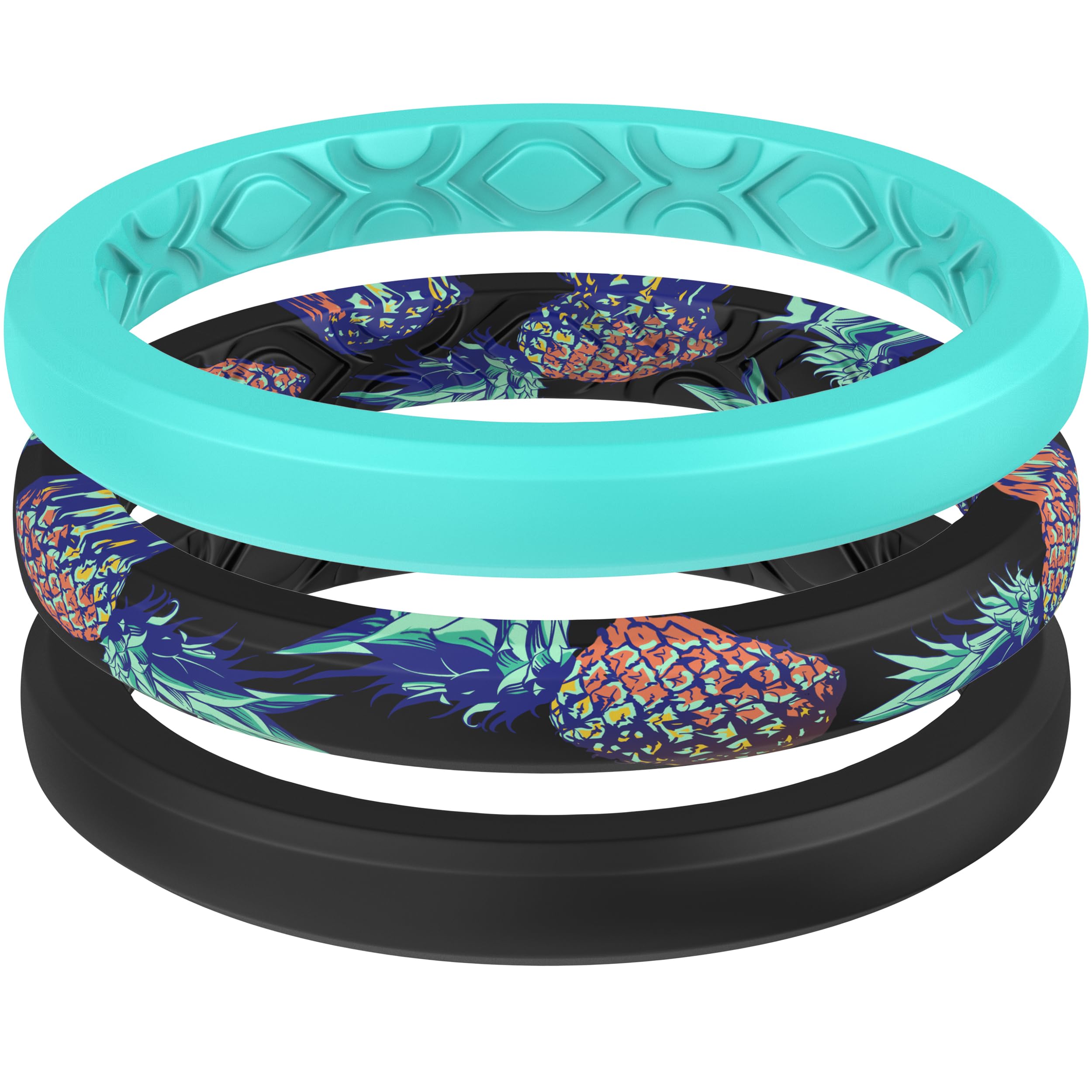 ThunderFit Stackable Silicone Ring Enhancers for Women, Breathable Rubber Wedding Bands - Braided Design 3mm Wide 1.8mm Thick - 3/8 Variety Multipack