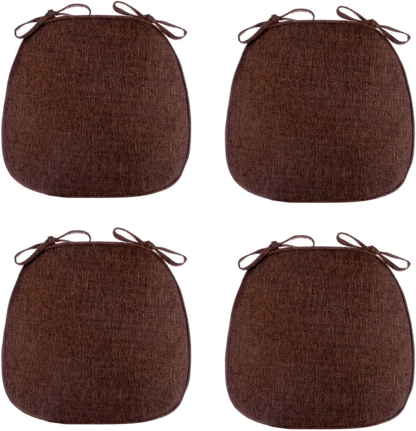 Tophacker Washable Chair Pads for Dining Chairs Set of 4 with Ties, Seat Cushions for Kitchen Chairs Farmhouse, Dining Room Chair Cushions Non Slip (Color : Beige)