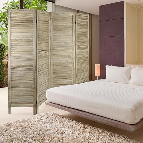 Miniatura 8 de ECOMEX Divisor de ambientes de 4 paneles de persianas, separadores de habitación de madera de 5.6 pies de alto y pantallas de privacidad plegables,