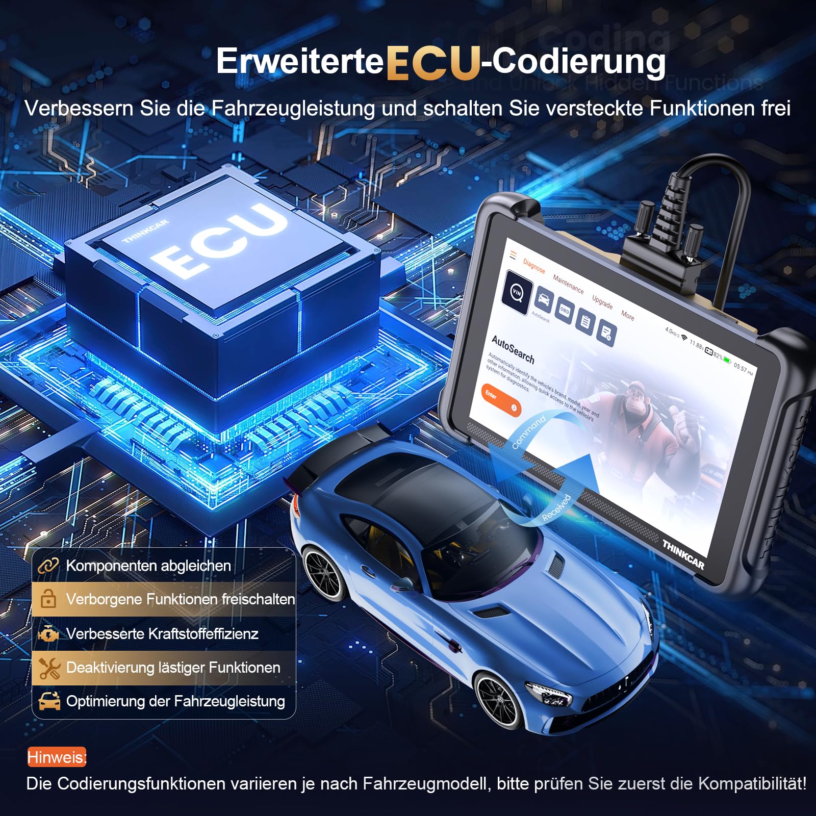 ThinkScan 689 Urządzenie diagnostyczne OBD2, samochód z funkcją resetowania 34 + pełna diagnostyka systemu, czytnik samochodowy do aktywnego testowania, zaawansowane kodowanie ECU