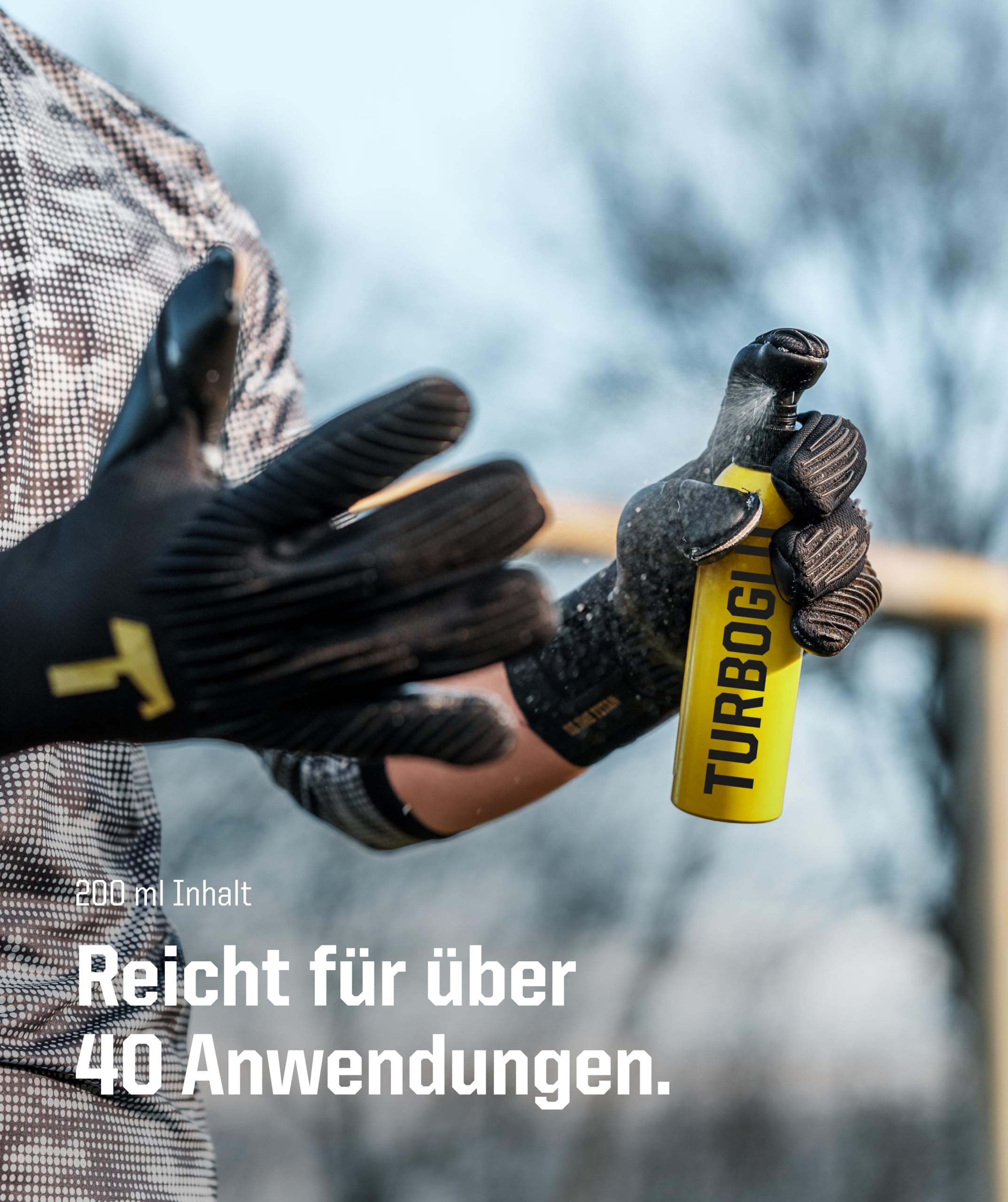 T1TAN Grip Spray für Torwarthandschuhe, TURBOGLU & AQUAGLU, 200ml, Grip Booster bei jedem Wetter, Fußball Torwarthandschuh-Spray