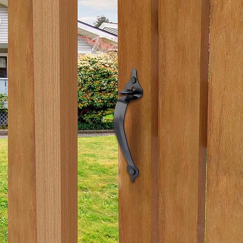 Miniatura 9 de WellMade Pestillo ornamental para puerta de pulgar y kit de manija de bloqueo automático, cerradura de puerta resistente para valla de maderavinilo,