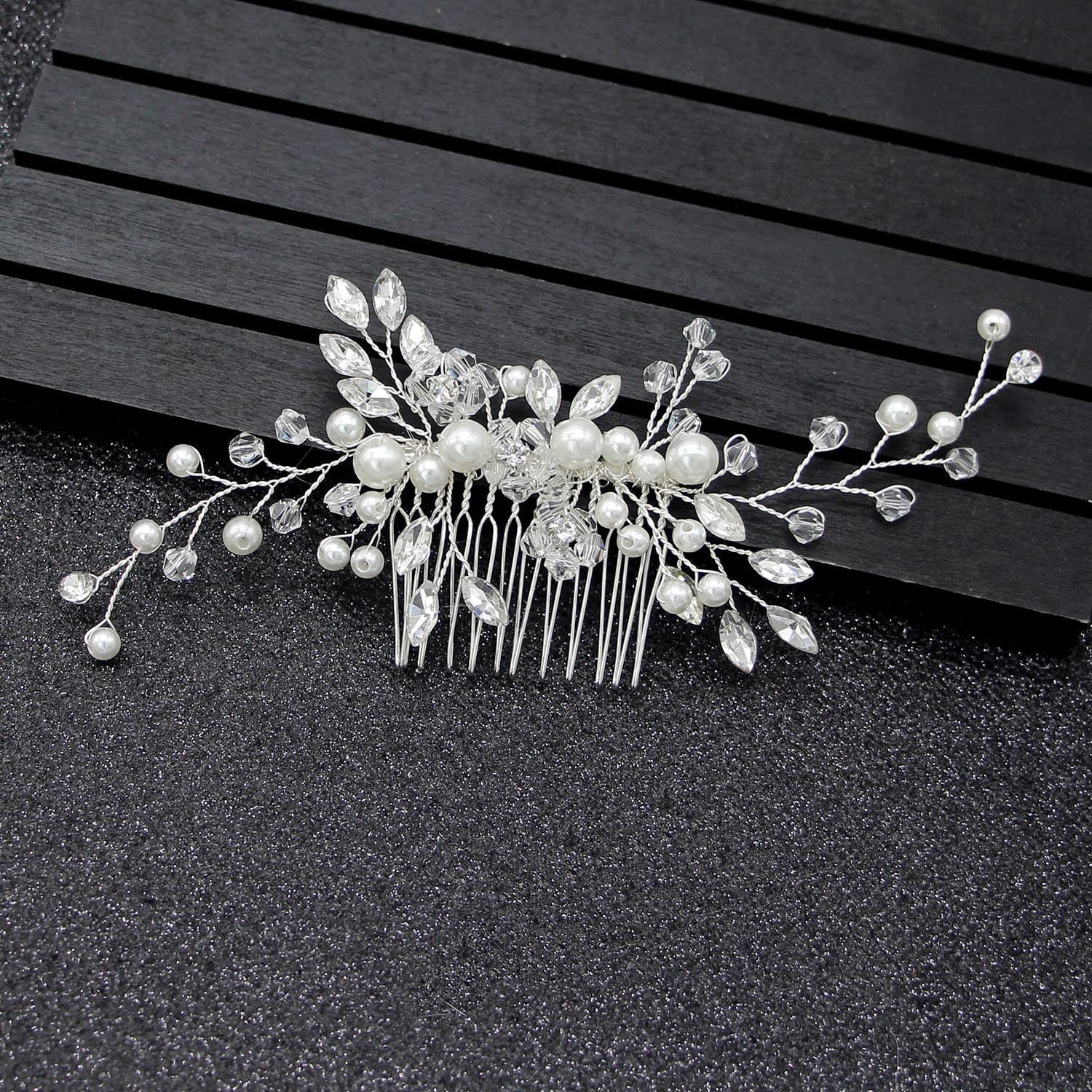 2 Stück Braut Stirnband Haarschmuck Hochzeit Kopfschmuck Vintage Kristall Perle Haarkranz Rebe Stirnbänder Strass, Stirnband Haarschmuck mit Blatt, Kopfschmuck Haarschmuck