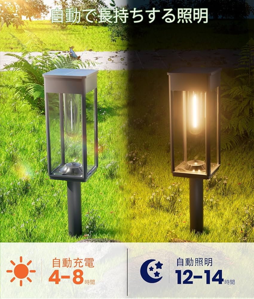 Amazon.co.jp: BITPOTT ソーラーライト 屋外【2個セット】防水