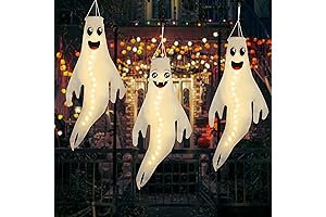 43 Inch Halloween Ghost Windsocks Outdoor Hanging Decorations