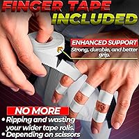 Vista 7 de Cinta deportiva blanca extremadamente resistente: 3 rollos + 1 cinta de dedo. Algodón fuerte, no deja residuos pegajosos y es fácil de quitar. Cinta