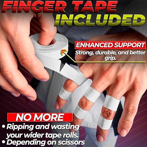 Miniatura 6 de Cinta Atlética Blanca Extremadamente Fuerte 24 Rollos + Cinta de 6 Dedos. Fácil de aplicar y sin residuos pegajosos. Cinta deportiva para boxeo,