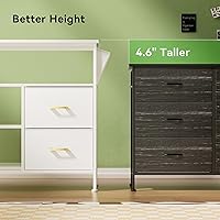 Vista 37 de Cómoda para dormitorio, soporte de TV con tomas de corriente y luz LED, cómoda de 6 cajones con bolsillos laterales y ganchos, cómoda ancha