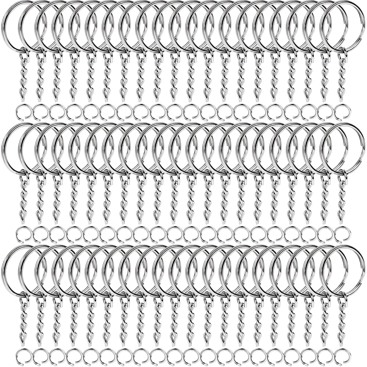 Convay Stainless Steel Key Ring with Chain and Open Jump Rings set 60-picture-49