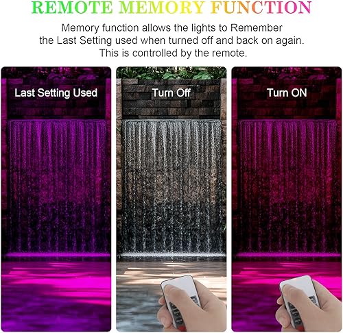 Miniatura 6 de SoulBay Luces de estanque con control remoto, 4 luces LED subacuáticas RGB IP68 impermeables con temporizador de 8 horas y fuente de alimentación
