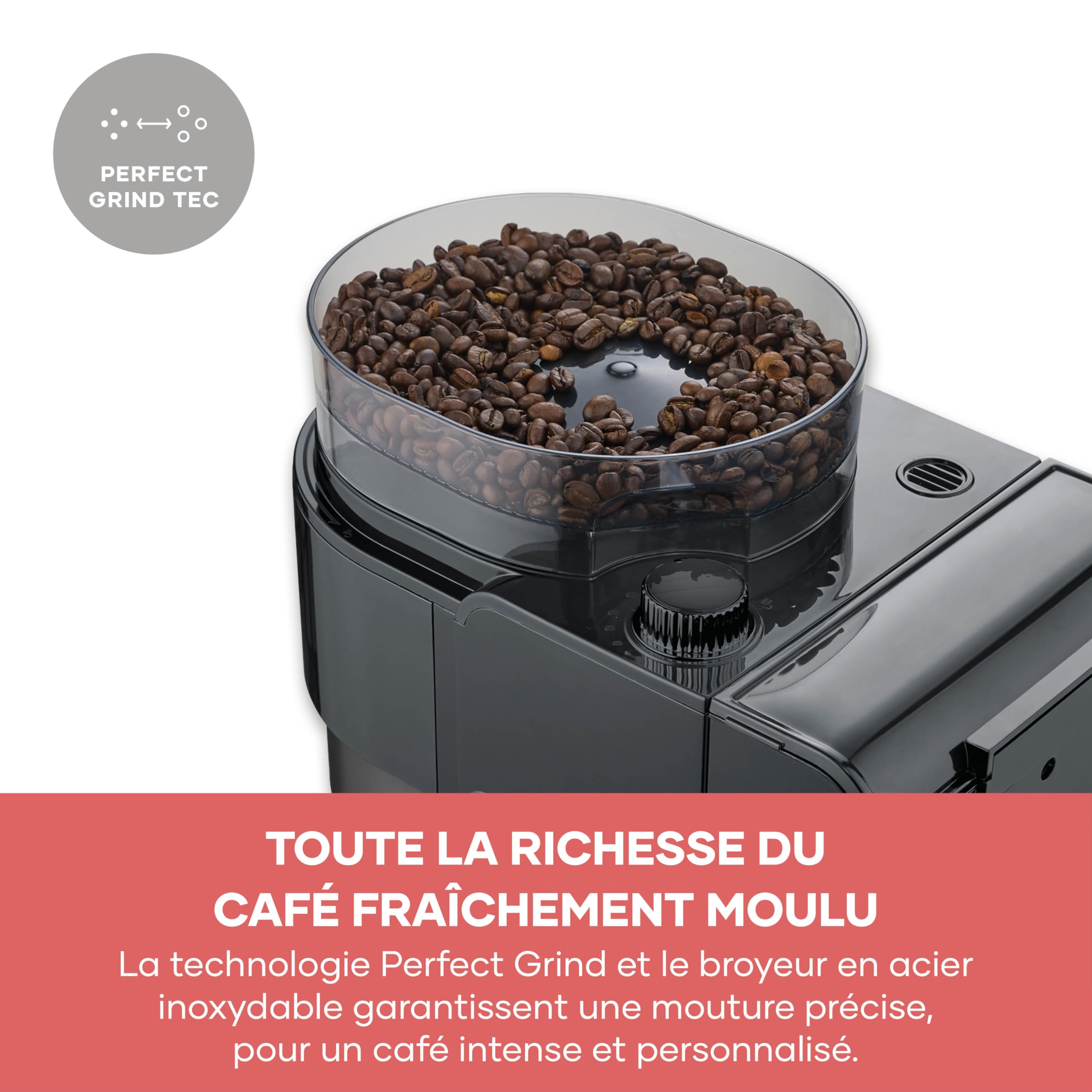 SEVERIN Machine à café filtre avec broyeur intégré et verseuse isotherme - S-Taste AromaOne- 1,25L jusqu'à 10 tasses - Affichage LED tactile - Stop goutte & arrêt automatique - Inox foncé, KA 4831