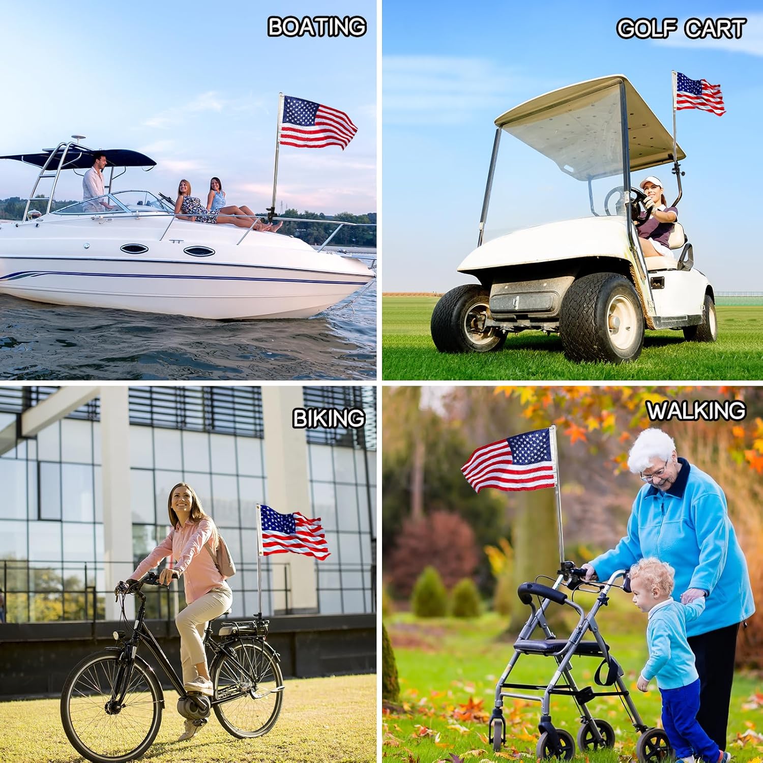 American Boat Flag Pole Kits Marine 12"x18", Stainless Steel Boat Flag Pole with 1x Storage Bag, Adjustable Flagpole Holder with 50 Embroidered Stars American Flag Boat Accessories - Image 7