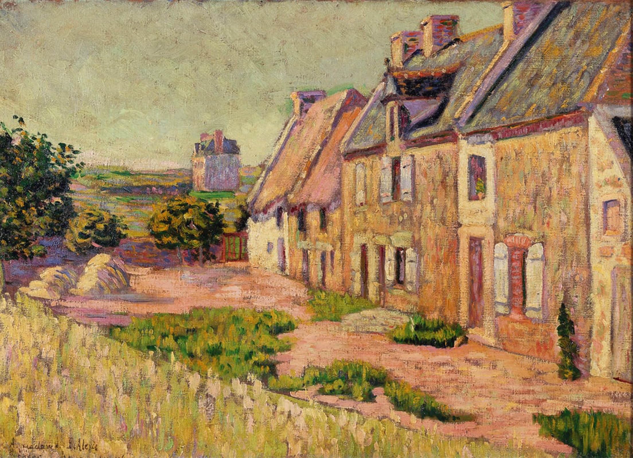SERENDIPITP Vintage Wall Art Canvas Nordic Poster Canvas Print Picture Saint-briac Courtyard At Ville Hue by Paul Signac Wall Art Poster for Home Decor 60x90cm