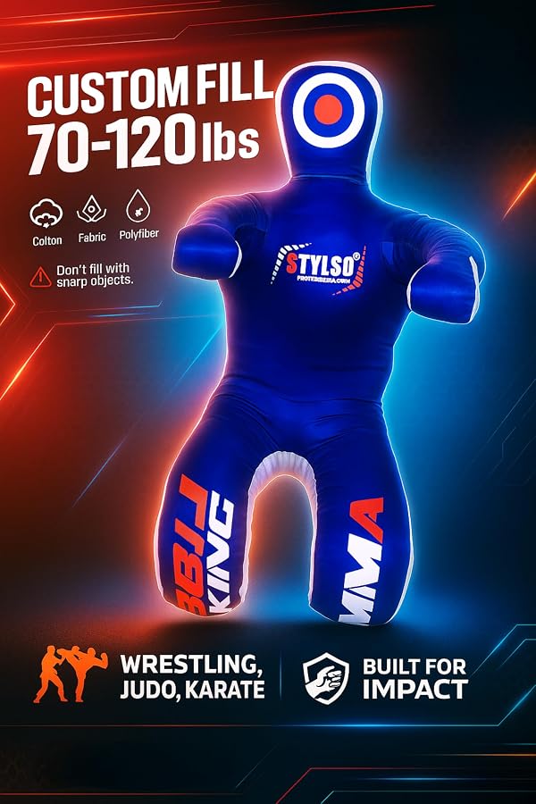 Un-Filled Grappling Dummy Wrestling Dummy Jiu Jitsu Dummy for BJJ MMA Judo Karate Practice Adult Kids and Youth Training Tackling Dummies - Blue, 6ft / 72" by Stylso - Image 3