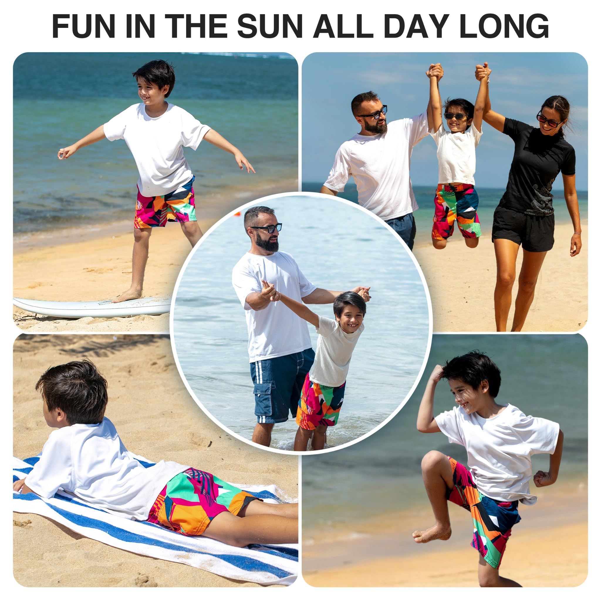 Kanu Surf Big Line Up Badehose für Jungen, schnelltrocknend, UPF 50+ - Mehrfarbig - Groß