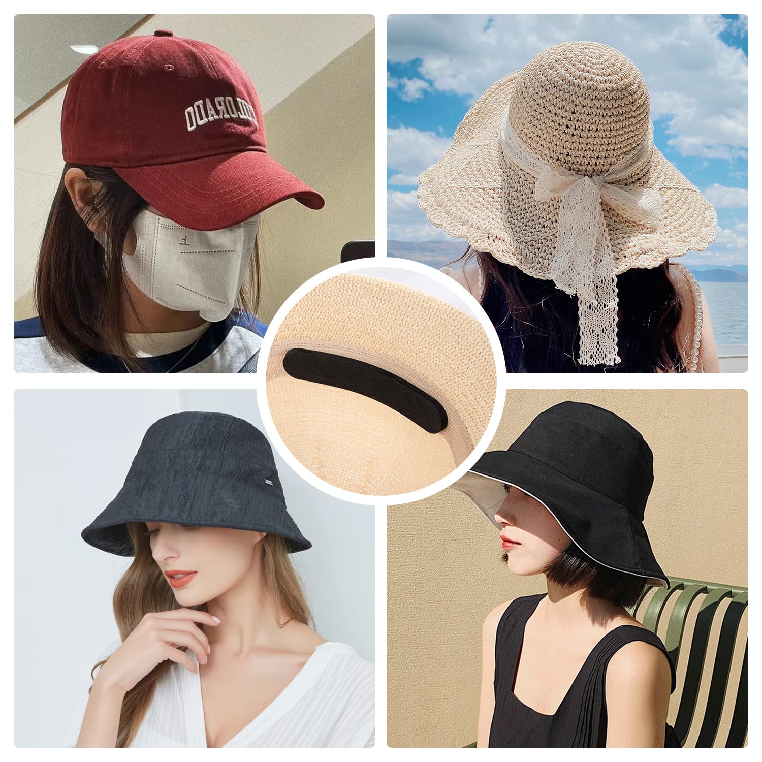 30 Cintas Para El TamañO Del Sombrero, Reductor Del TamañO Del Sombrero, Autoadhesivas En El Interior De Las Correas Del Sombrero, Para Ajustar La Cincha Del ArnéS, Unisex