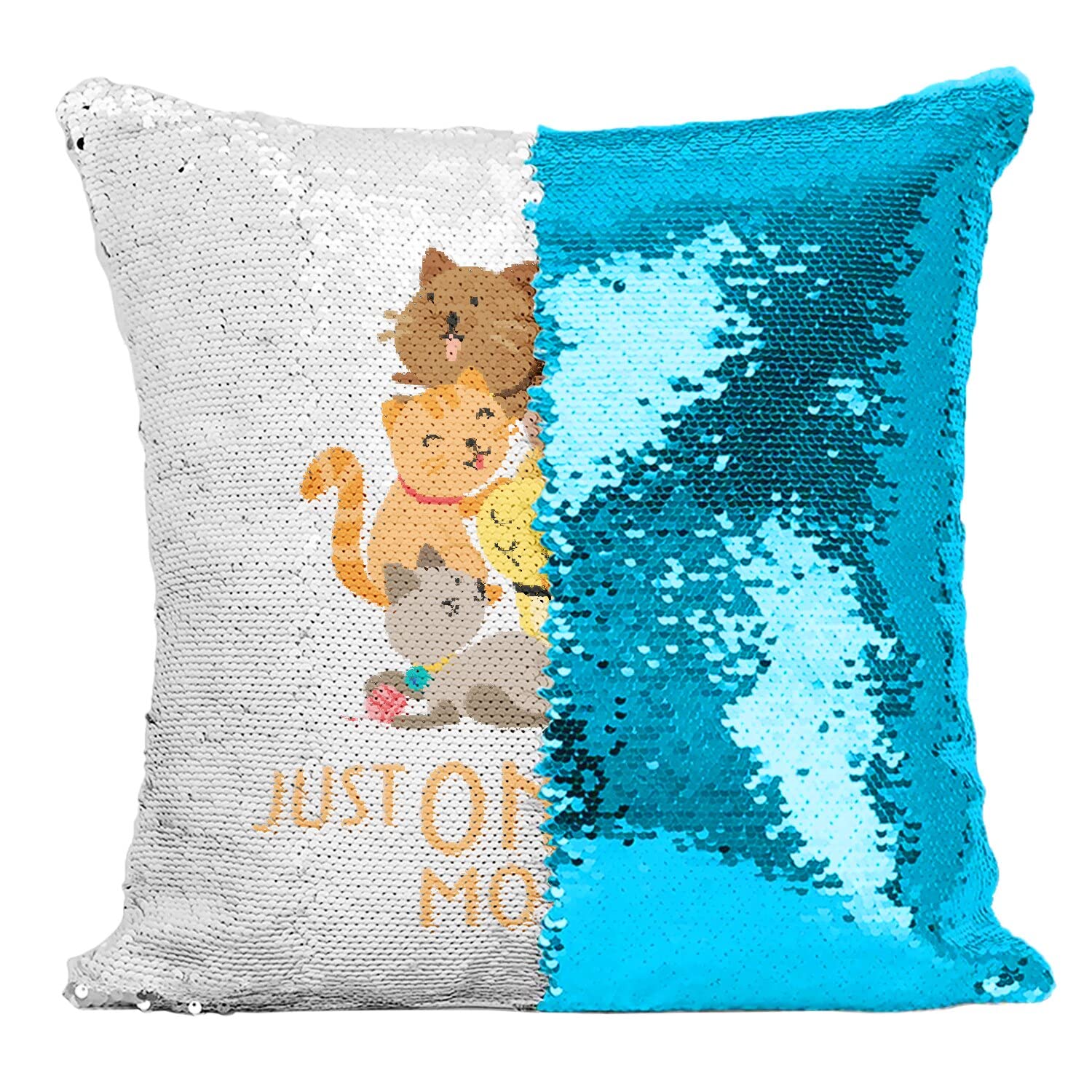 Coussin paillettes turquoise pour décorer une chambre de chat