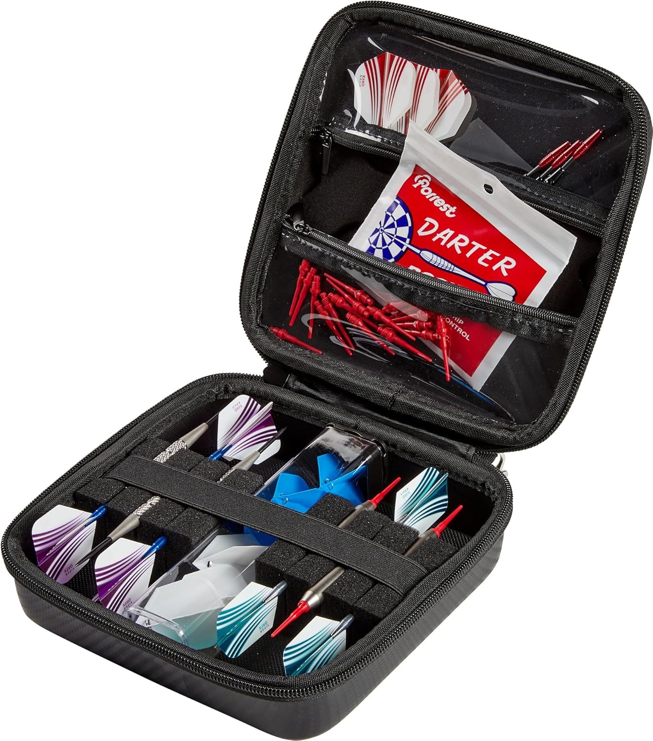 Casemaster Ventura Plus Darts Case, Holds 6 Steel Tip or Soft Tip Darts Fully Assembled, Hard Shell Dart Case with Storage Tube, Dart Storage Accessories