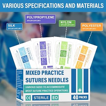Suture Practice Thread and Needles for Medical Students Training Only (40 Mixed)