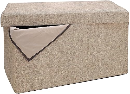 Miniatura 6 de Simplify Otomana de almacenamiento plegable doble de lino sintético (F-0637-gris) Gris,Natural