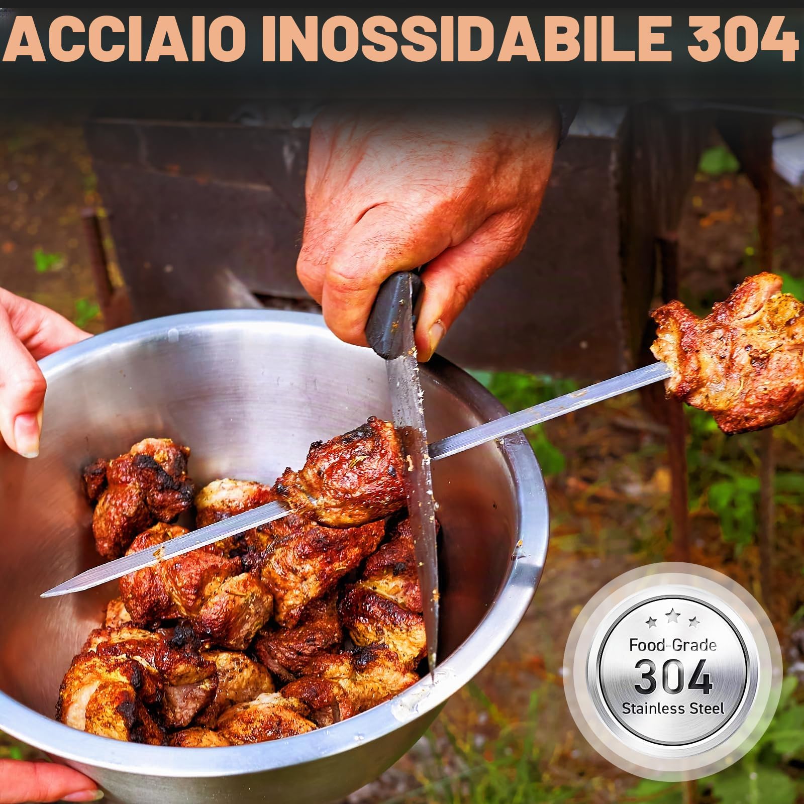 20 Pezzi Spiedini per Barbecue Spiedini in Acciaio Inox 304 di Alta Qualità Spiedini Piatti Lunghi 40cm Spiedini BBQ Riutilizzabile Accessori Barbecue per Utensili Barbecue con Borsa in Nylon