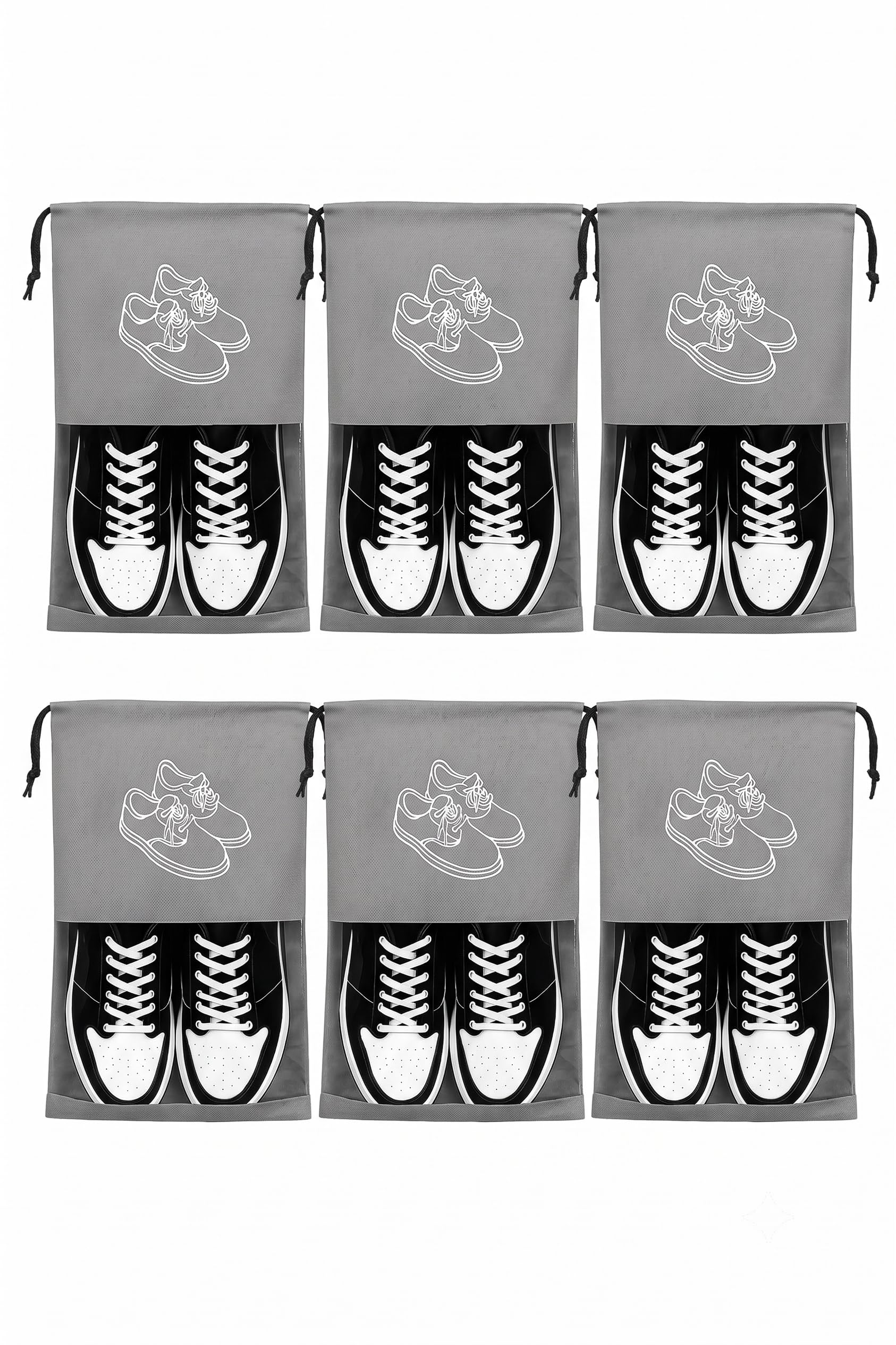 Multipurpose Shoe Bags for Travel, Storage, Gym | Handcrafted & Hand-Stitched Shoe Organizer Pouch Set (6, Grey)-image-22