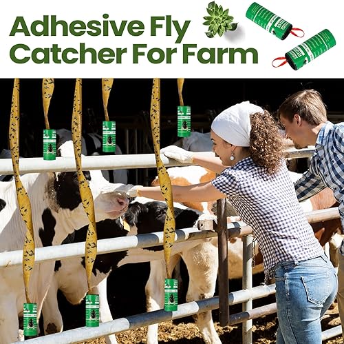Miniatura 18 de Qualirey Paquete de 160 tiras adhesivas para moscas para interiores y exteriores, cinta de papel para colgar moscas, trampa para insectos voladores