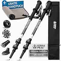 Bastoncini Trekking Terra Peak Pieghevoli In Alluminio - Ultra-Leggeri E Regolabili | Con Asciugamano