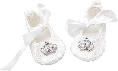 Miniatura 6 de Glamulice Conjunto de zapatos y diadema para recién nacidos, para bautizo, bautizo, sesión de fotos, comunión, para recién nacidos