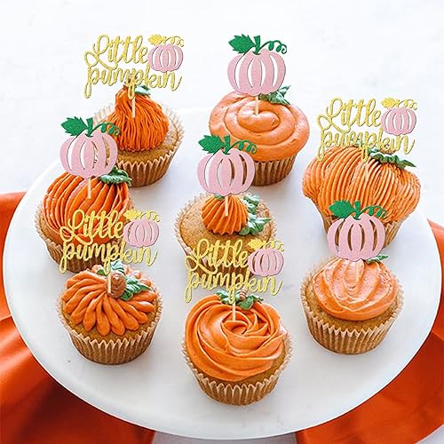 Miniatura 164 de 24 piezas de calabaza Oh Baby Cupcake Toppers Glitter Heart Feet Baby Shower Cupcake Picks para otoño, Acción de Gracias, tema de otoño, baby