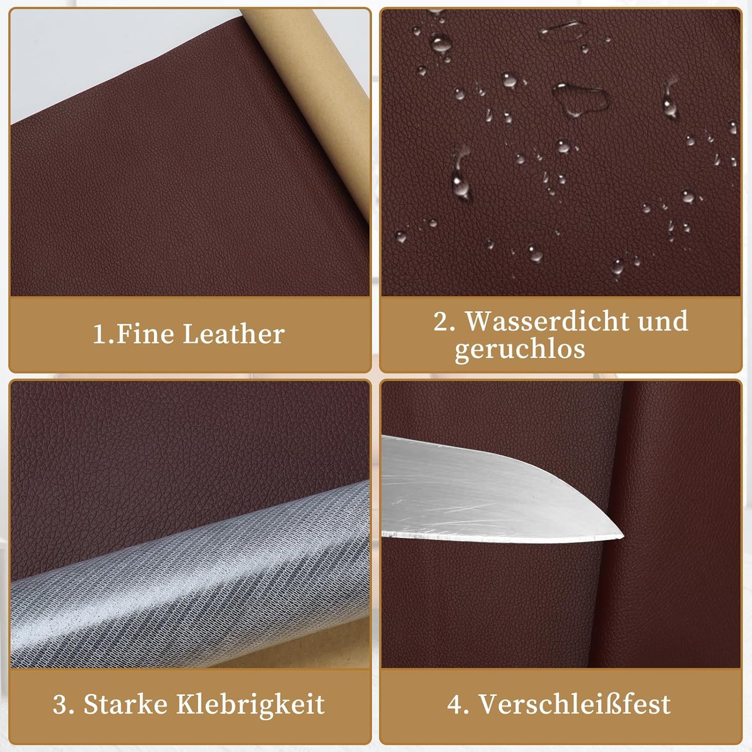 Parche autoadhesivo de piel sintética, parche de cuero autoadhesivo, banda de reparación de cuero PU de 100 * 300 cm para sofás, bolsos de mano, chaquetas, asientos de coche, muebles (marrón oscuro)