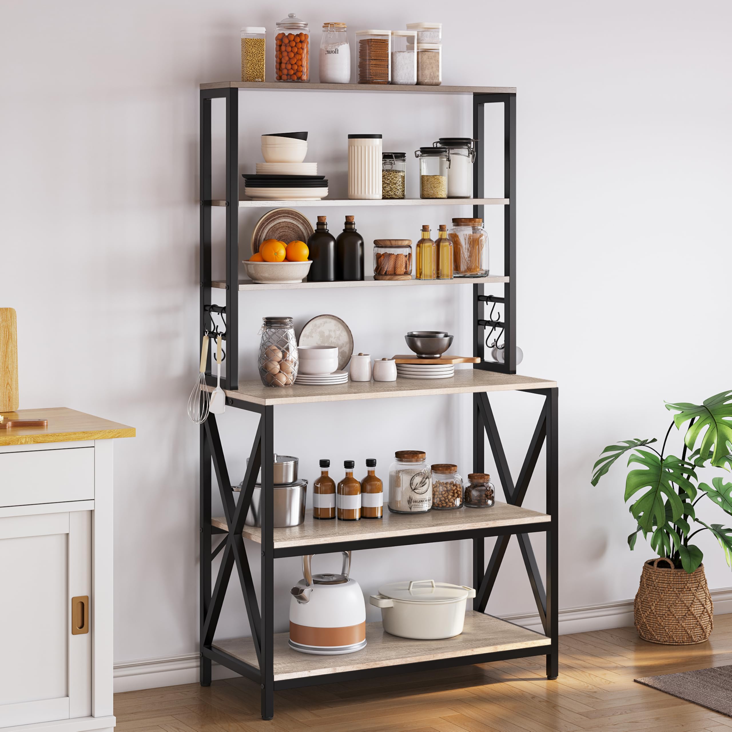 Yaheetech 6-Tier Kitchen Bakers Rack 31 5 Inch Coffee Bar Table Farmhouse Microwave Oven Stand Cabinet for Small