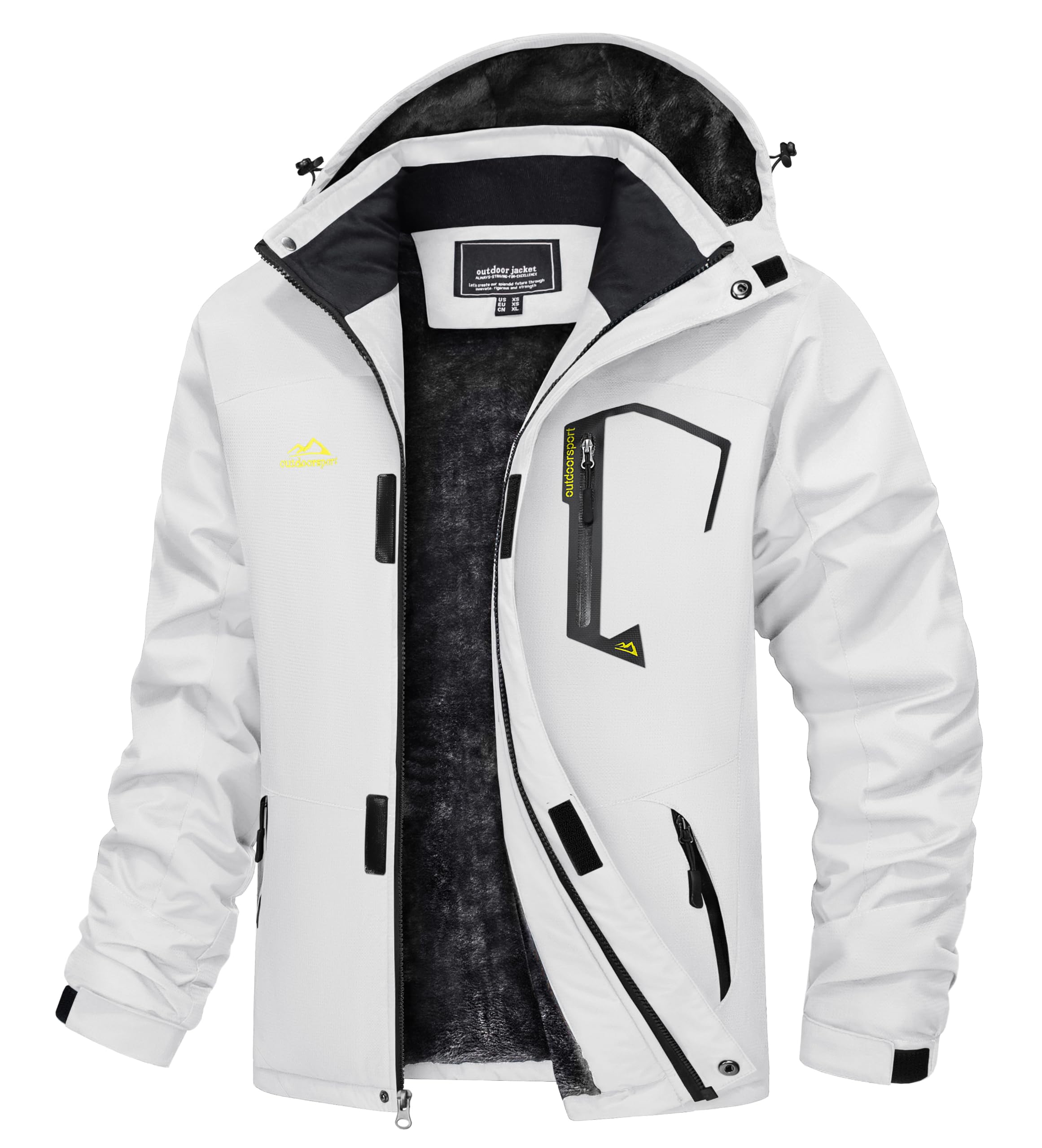 TACVASEN Herren Winter Wasserdichte Winddichte Winterjacke Warme Fleece-Futter Ski Regenmantel mit Kapuze