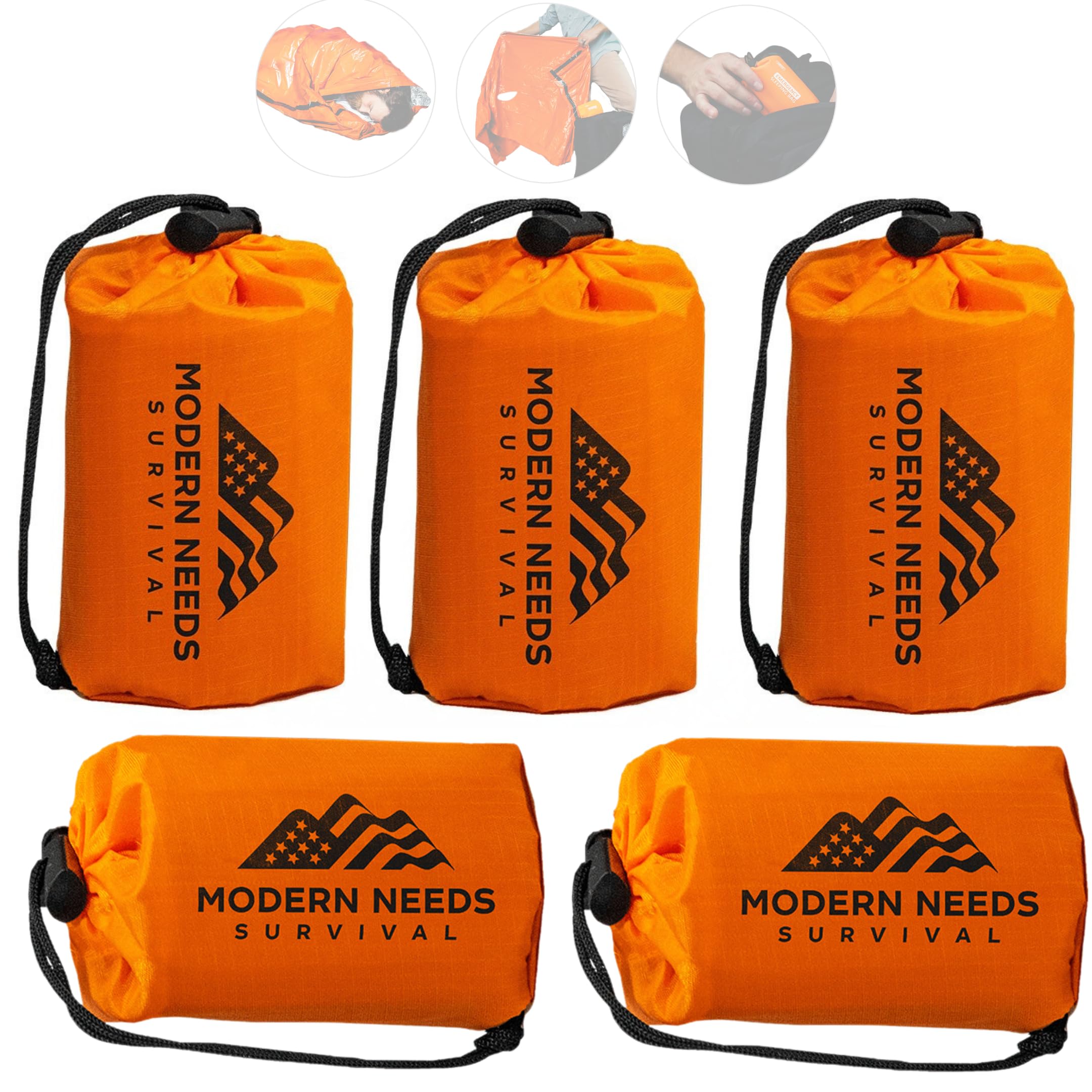 MODERN NEEDS Emergency Sleeping Bag Survival Thermal Blanket Bivy Sack Emergency Bivy Survival Blanket Outdoor Sleeping Bag Hiking