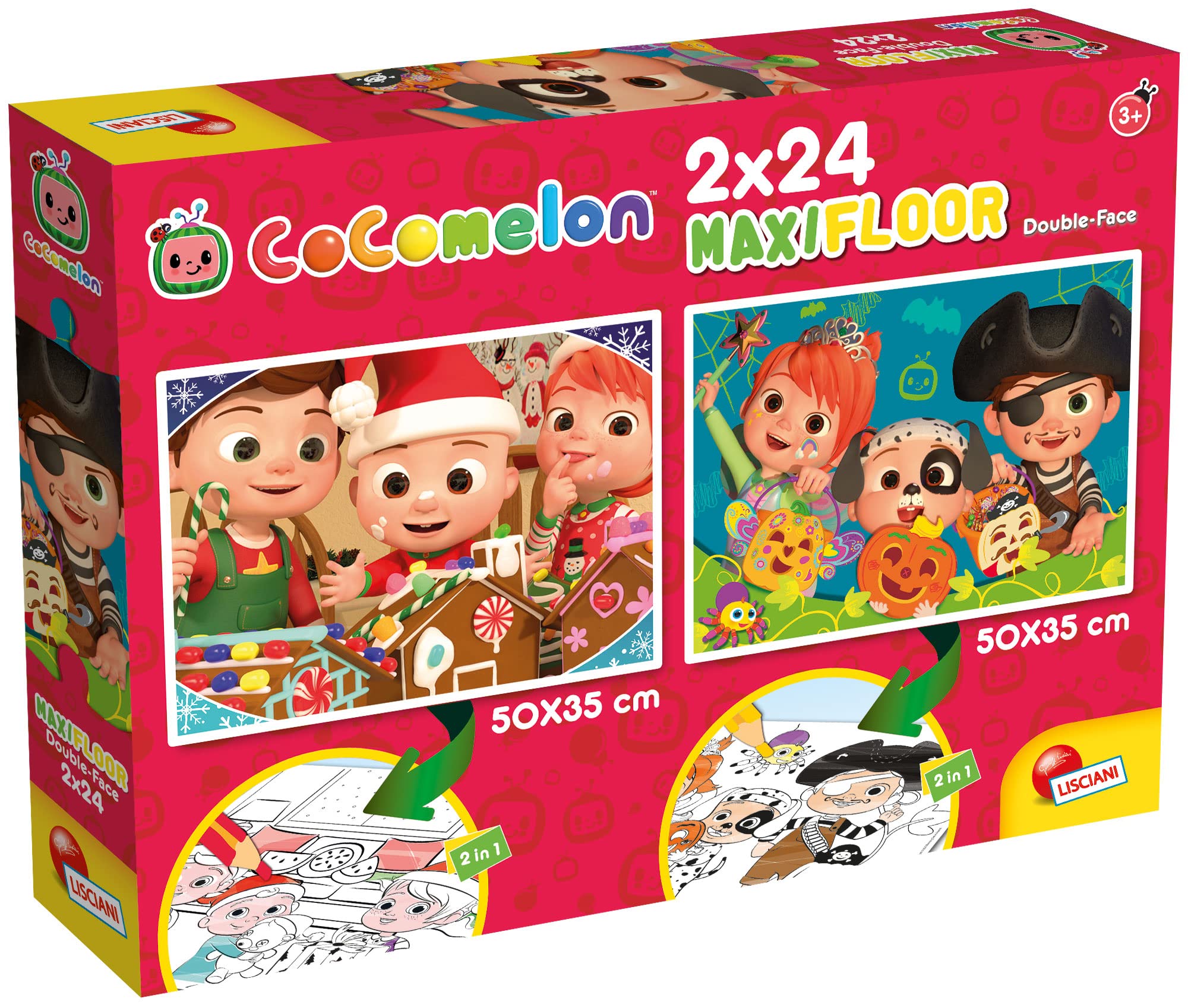 LiscianigiochiCocomelon Double-Face Maxifloor Puzzles 2 x 24 - Start The Day With A Song