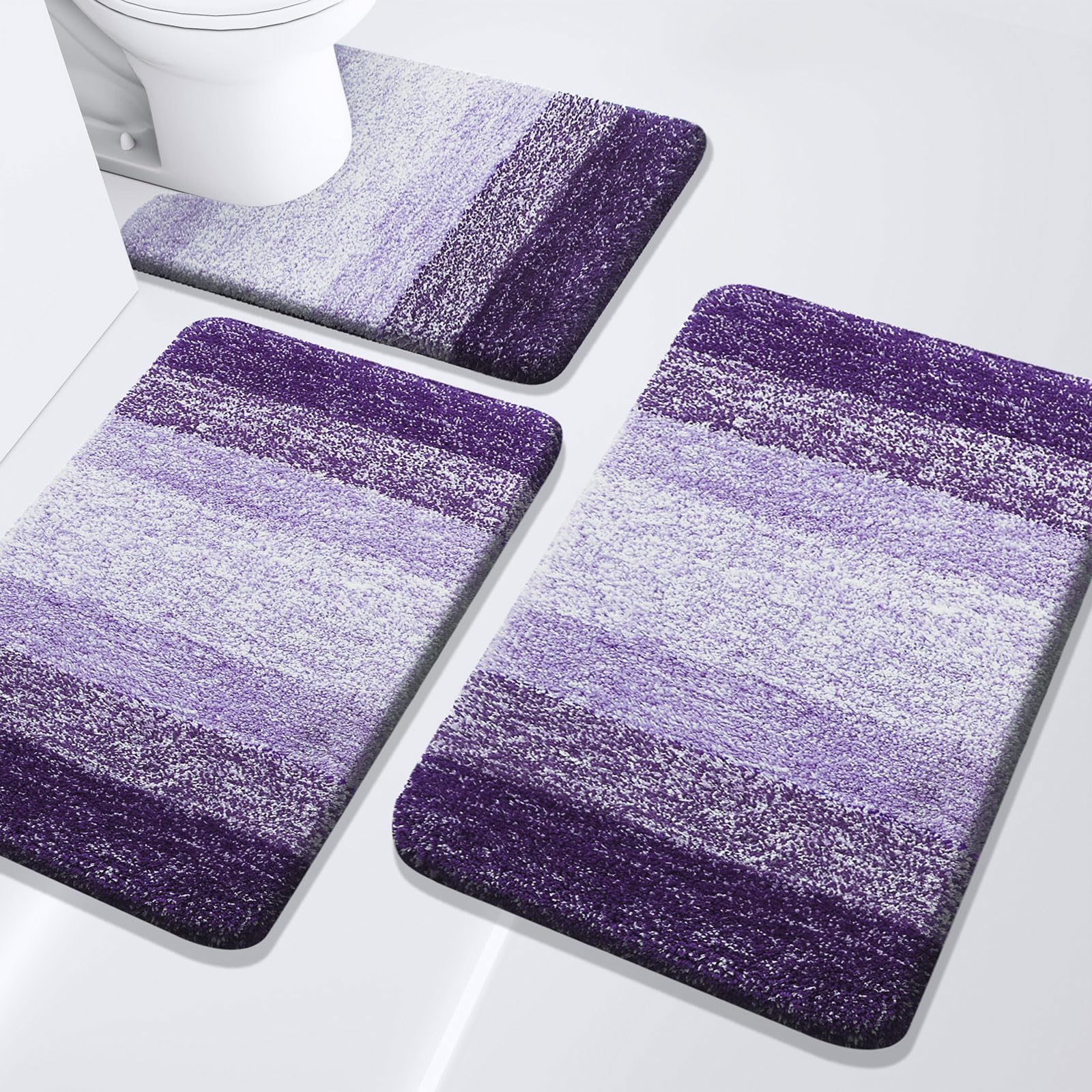Arotive Bathroom Rugs Set 3 Piece Extra Soft and Absorbent Bath Rugs Machine Wash Dry Bath Mats for