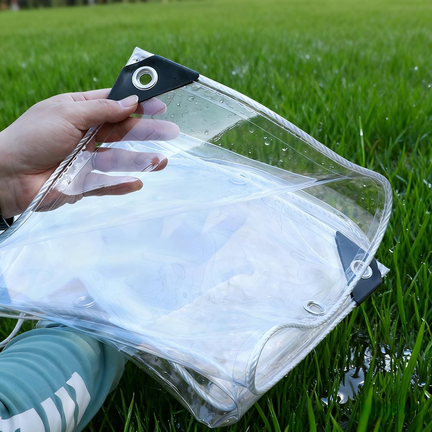 Lona impermeable transparente 128x204 cm para cubrir muebles de jardín contra la lluvia