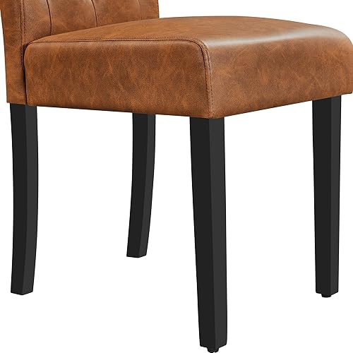 Miniatura 23 de Yaheetech Juego de 4 sillas de comedor de piel sintética de estilo moderno con patas de madera maciza y acolchado con botones para la cocina del