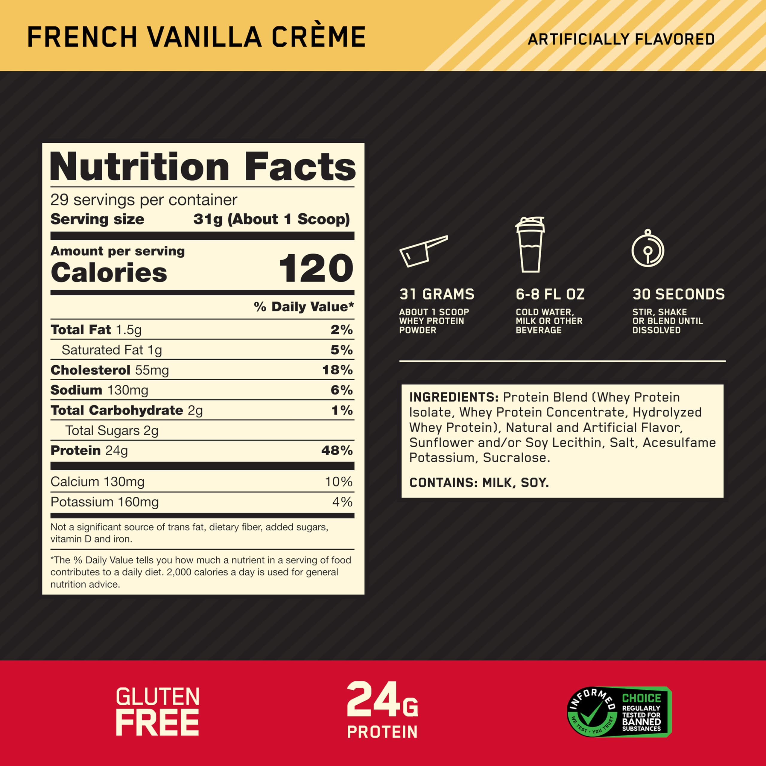 Optimum Nutrition Gold Standard Whey Protein, French Vanilla Crème, 2 LB — Amazon image 3